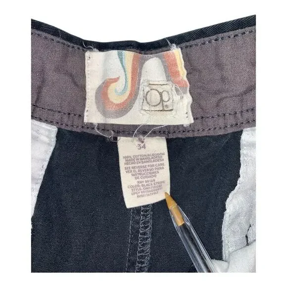 Ocean Pacific OP Men's Flat Front Black/ Gray Pinstripe Chino Cotton Shorts 34 - Picture 5 of 5